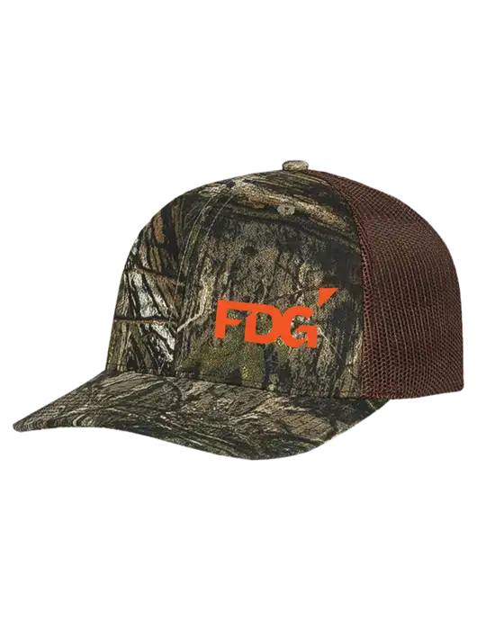 Mossy Oak Country DNA Camo/Brown Mesh Trucker Cap Snap Back w/FDG Logo